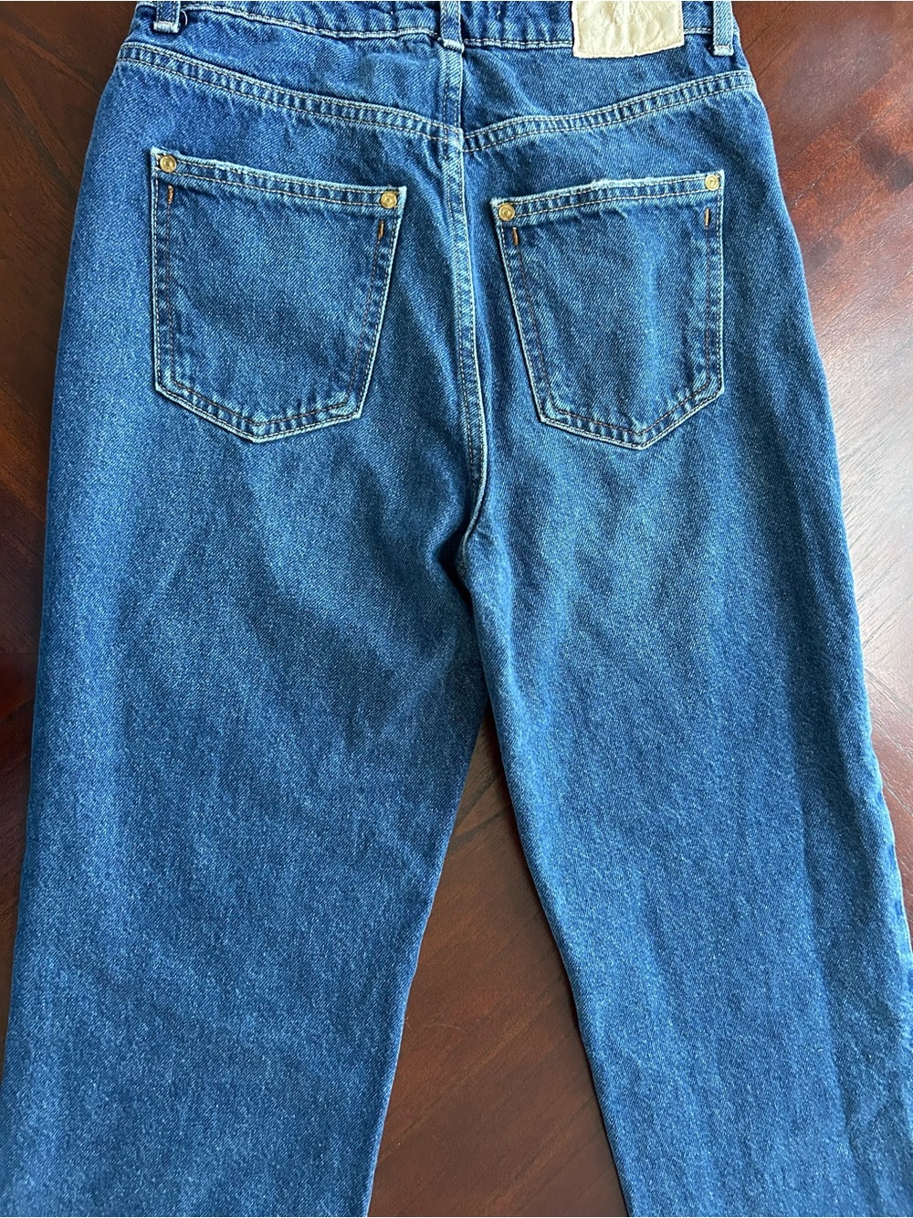 Zara Blue High-Rise Straight Jeans with Raw Hem size 2 - Picture 9 of 9